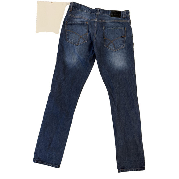 Gas Distressed Jeans Mens 36x34 Blue Denim Straight Leg Faded Back Pocket Hit - Picture 7 of 8